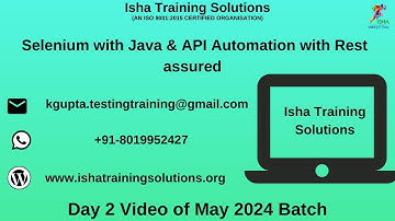Selenium with Java  Day 2 Video On 22nd May 2024.Call or WhatsApp us on +91-8019952427 to Enroll.