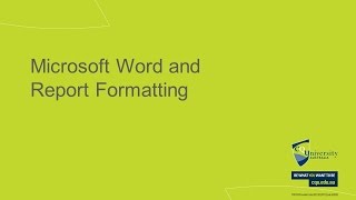 Microsoft Word for Report Formatting
