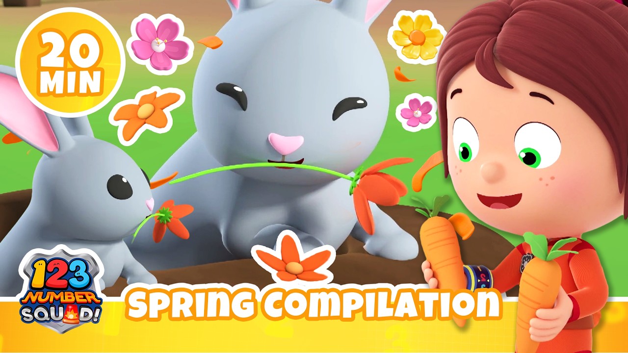 Spring Is Here! | 123 Number Squad! | Fun Moments | 20 MIN | Kids ...