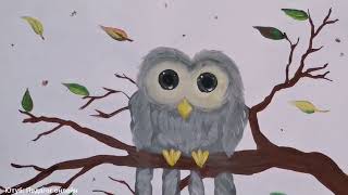 Сова ладошка. Урок рисования для детей. Техники рисования. How to draw an owl