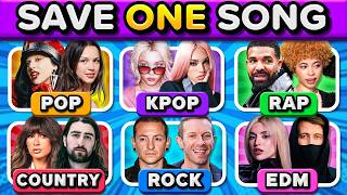 POP vs KPOP vs RAP vs COUNTRY vs ROCK vs EDM 🎵 SAVE ONE SONG 🤩 | Music Quiz