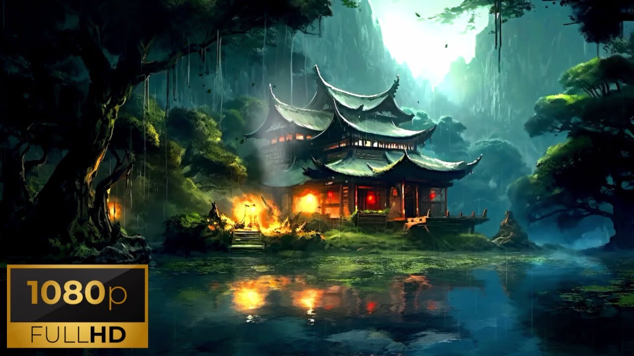 Entspanne dich an einem regnerischen Tag in Japan. Regengeräusche für Zen-Meditation