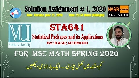 Solution Assinment STA641 2020