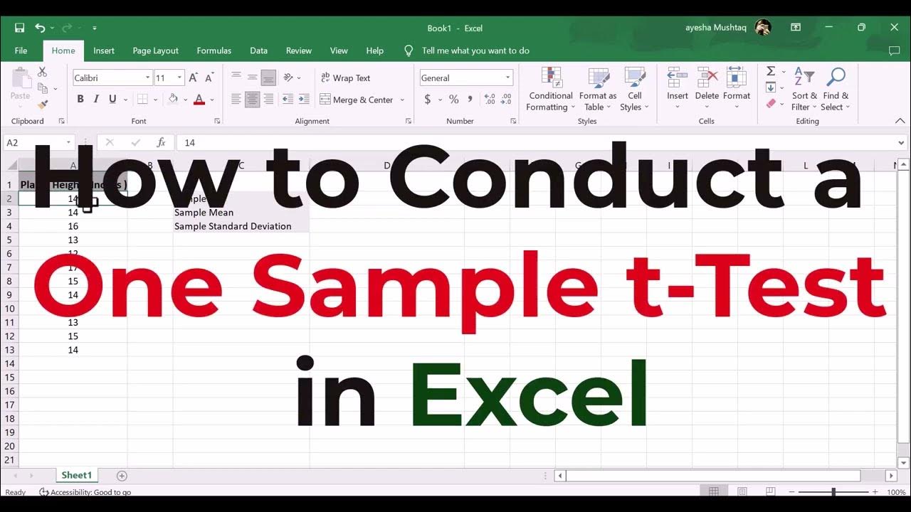 How to conduct One Sample ttest in Excel Step by Step Guide YouTube