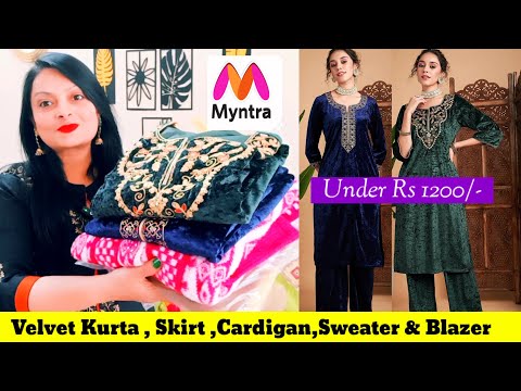 MYNTRA WINTER HAUL , WOOLLEN HAUL / VELVET KURTA , CARDIGAN, SWEATER,SKIRT , BLAZER 🛍️