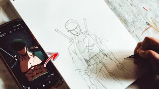 How To Draw Roronoa Zoro, Easy Anime Drawing, Pencil Sketch Tutorial