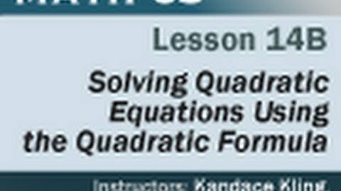 Math 65 - Lesson 14b