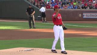 Yu Darvish warms up before July 6th 2013 game.  No music.