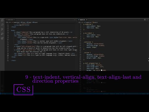CSS 9 💻 text indent, vertical align, text align last, direction properties