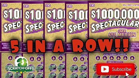5 in a Row!! | $1,000,000 Spectacular!!  | $10 NJ Lottery Scratch Off Tickets!!