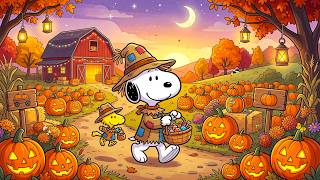 ( NO ADS ) Harvest Farm Evening with Scarecrow Snoopy 🎃🚜 Warm Fall Jazz Music for Peaceful Days