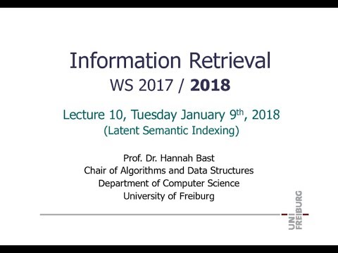 Information Retrieval WS 17/18, Lecture 10: Latent Semantic Indexing