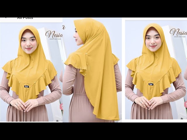 DIY!!! How to cut and sew instant hijab with flounce class=