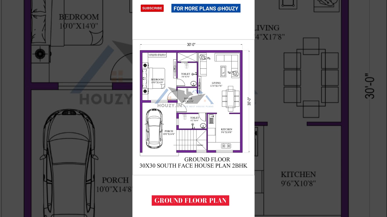 30x30 House Plan South Facing 2bhk 