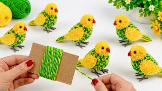 How to make cute colored parrots with yarn / Easy Craft DIY