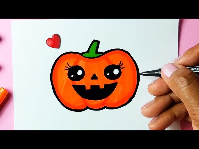 HALLOWEEN como desenhar ABÓBORA 🎃 de Halloween kawaii ❤ Desenhos para  desenhar - Drawing to Draw 