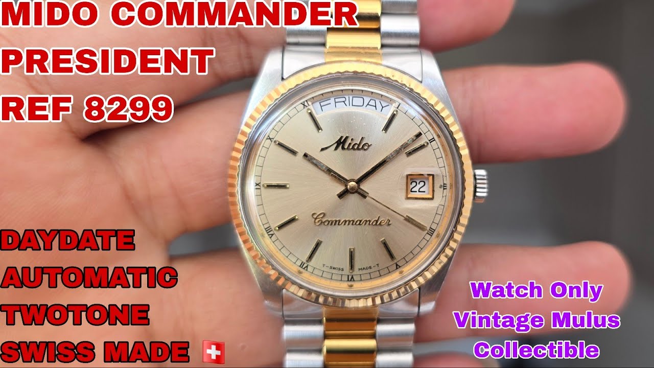 ♪ゴールドキング　ラベルあり　　当時物　デコトラ　サロン　時計 JUAL MIDO COMMANDER 8299 PRESIDENT DAYDATE TWOTONE GOLD SWISS MADE