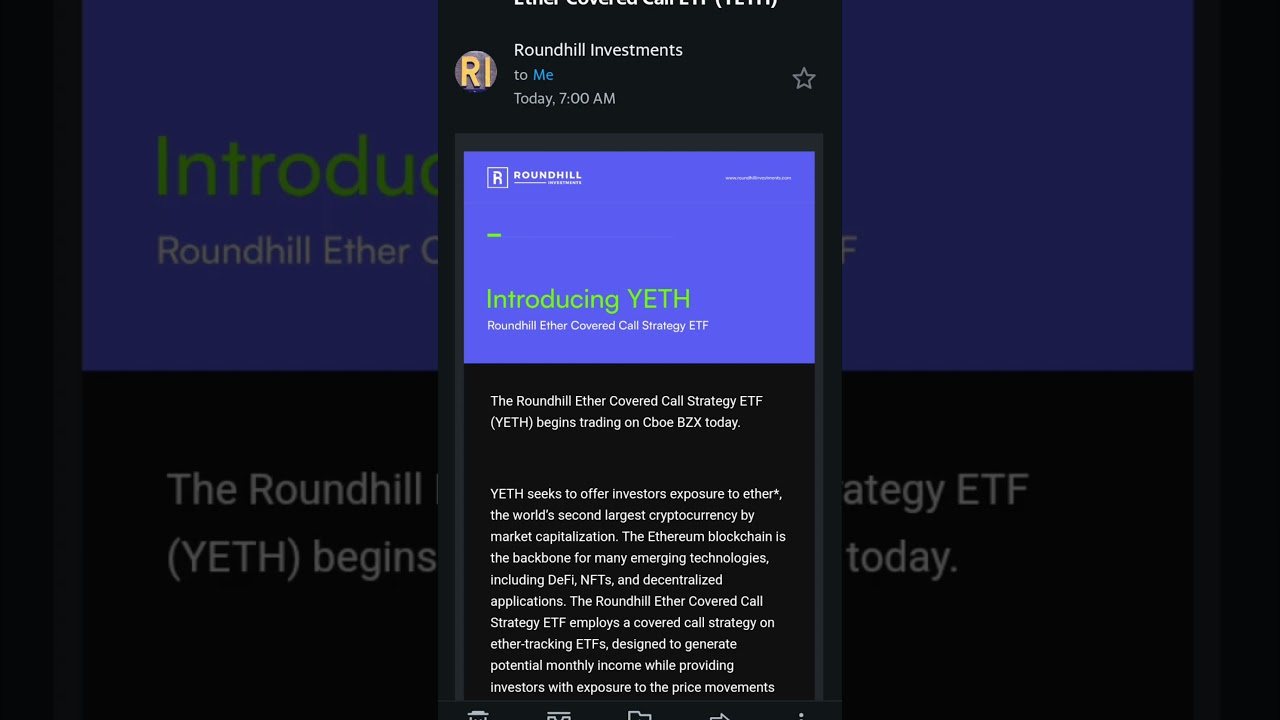 Roundhill YETH ETF Launched today 9.4.2024 #roundhill #yeth #ybtc - YouTube