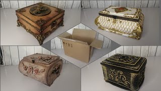 DIY 4 ideas of cardboard boxes /4 идеи шкатулок из картона своими руками!