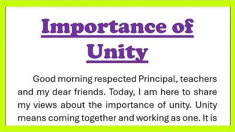 Importance of Unity Speech in English for Students 220 words