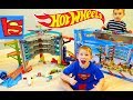 Машинки Хот Вилс Парковка большая распаковка набора Hot wheels