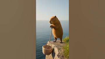 Capybara saves dachshund stuck on cliff 🦫🐶 #DogRescue #CuteAnimals #CapybaraAdventure #AnimalRescue