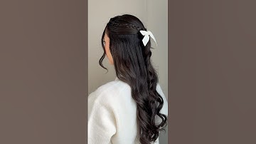 Cute easy hairstyles for medium, long hair 🤍🎀 #hairtutorial #hair #spring #hairtok #youtubeshorts