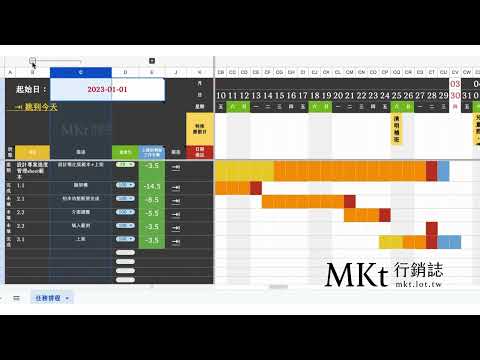 Google 試算表甘特圖模板：操作示範