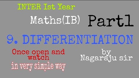 DIFFERENTIATION part1 by Nagaraju sir/Inter Ist year// MathsIB/