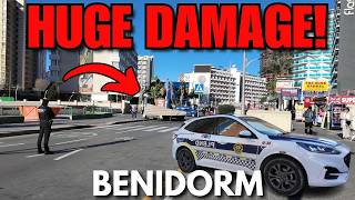 Benidorms Huge Windstorm Damage Roof Goes Flying Police On Scene