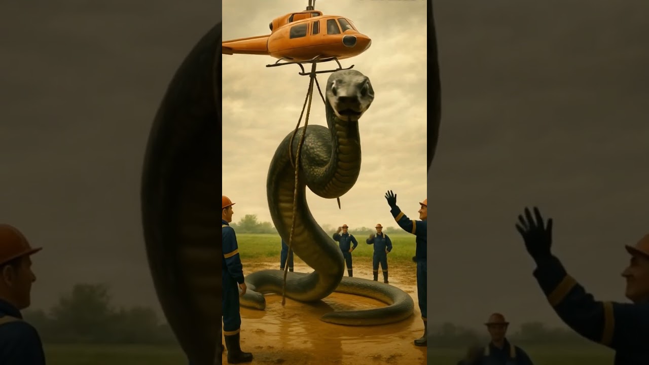 World’s Largest Snake Lifted by Helicopter 