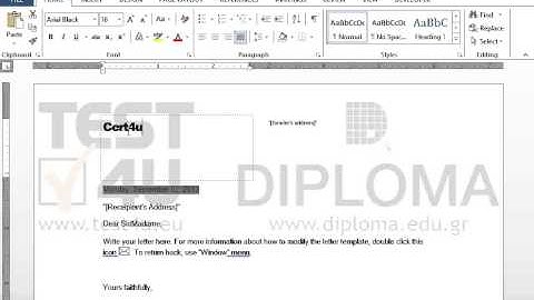 Open the template1.dotx template and replace the text TEST4U with the text cert4u and save it as...