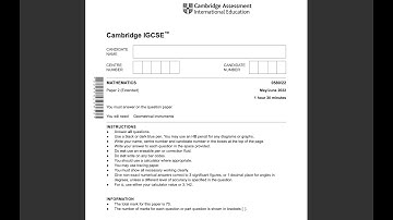 Past Paper Solutions,CIE IGCSE Mathematics,0580/22,Paper 2 (Extended), Cambridge,May/June2022,Solved
