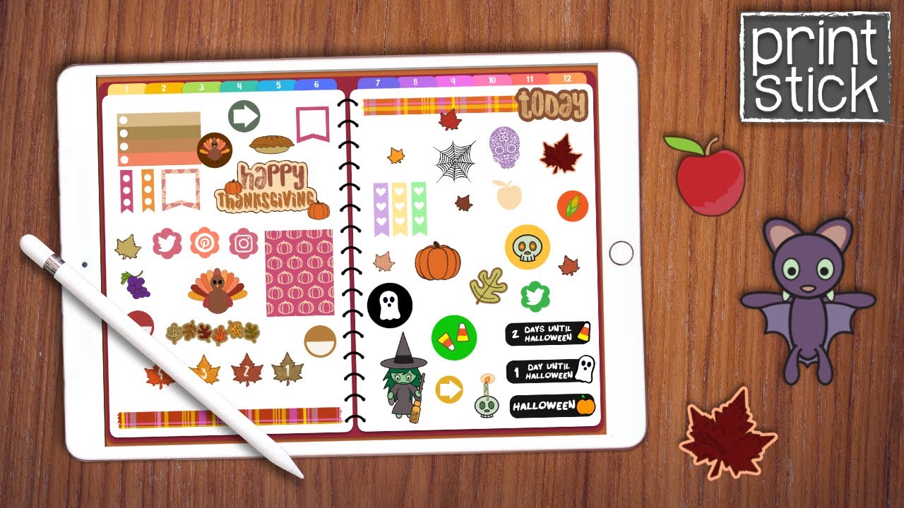 Digital Planner Stickers | Print Stick's Fall Bundle