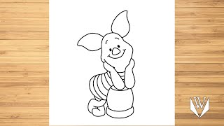 How to draw Piglet Step by step, Easy Draw | Free Download Coloring Page