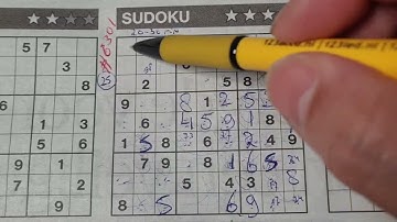 Wednesday. Bonus Extra edition (#6301) Three Stars Sudoku puzzle. 04-19-2023 part 1 of 4