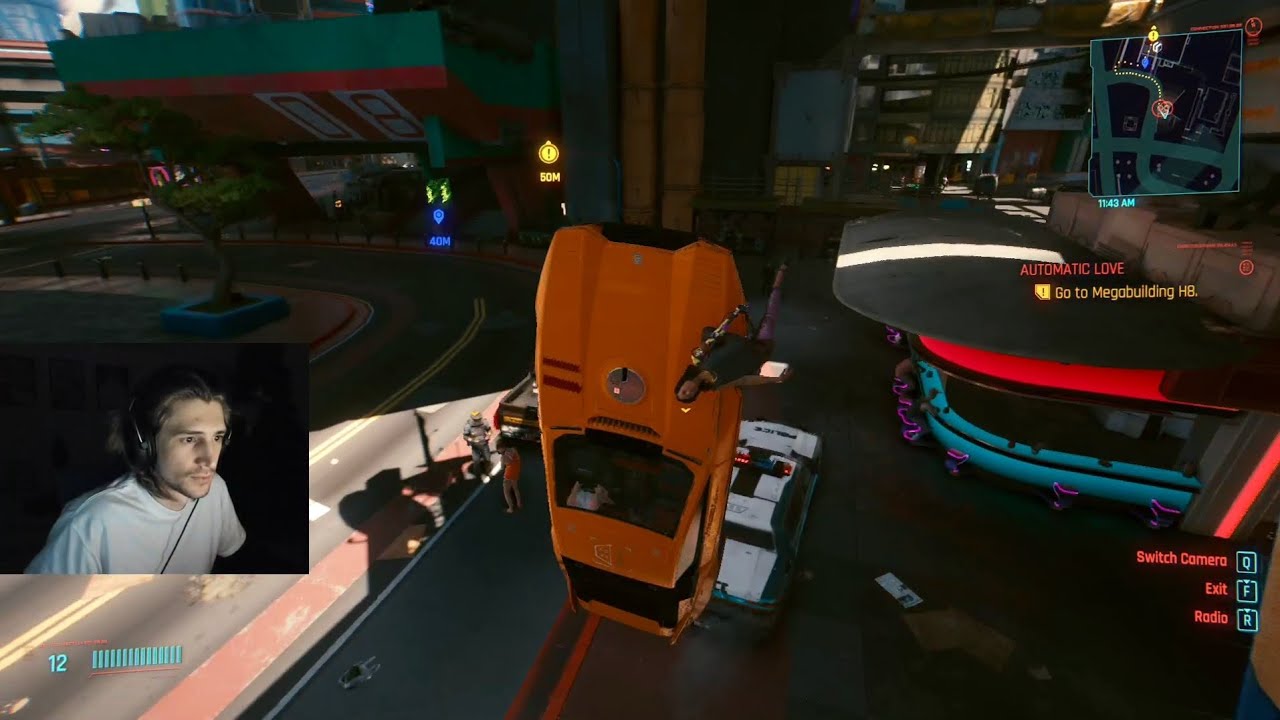 xQc Does a car backflip in Cyberpunk 2077 - YouTube