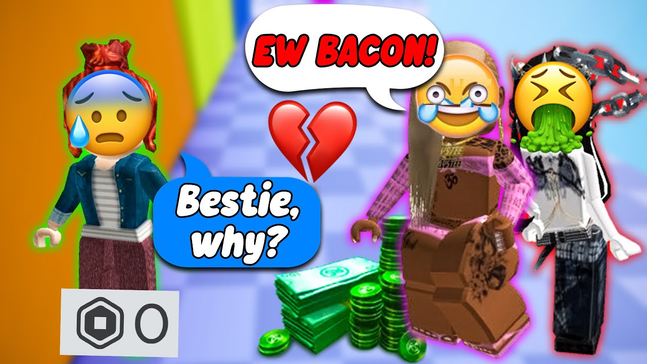 💔 MY BESTIE LAUGHED AT ME BECAUSE I’M A BACON 😱 #roblox #robloxstory