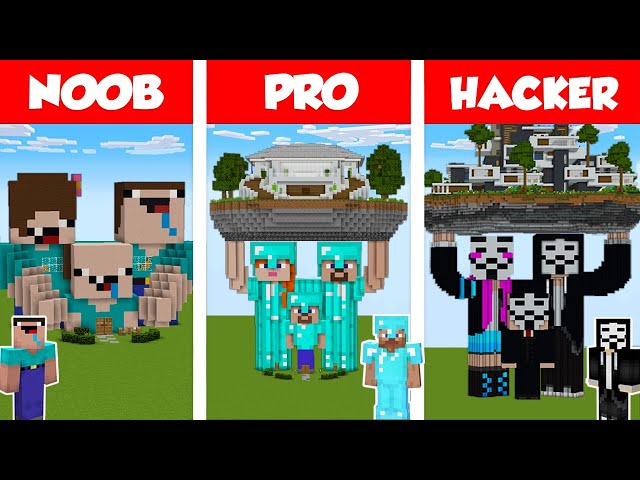 Minecraft NOOB vs PRO vs HACKER: FAMILY STATUE HOUSE BUILD CHALLENGE in Minecraft / Animation class=