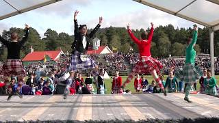 Competitors in the Hullachan Scottish Highland Dance during the 2019 Braemar Gathering in Scotland