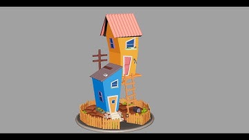 Stylized Cartoon House 3D Model | Maya Modeling | 3DBaaz