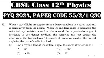 Class 12th Physics | Answer Key 2024 | CBSE Board | PYQ 2024 | Paper Code 55-2-1 | Set 1 | Q30