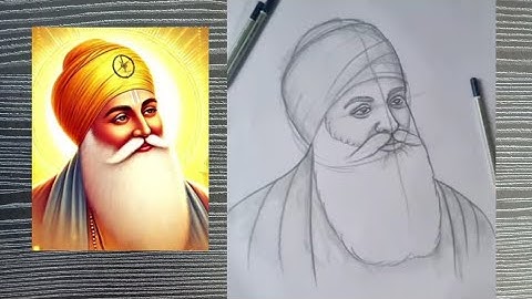 Guru Nanak Dev Ji Drawing, How To Draw Guru Nanak Jayanti, गुरु नानक जी को चित्र केसे बनाते