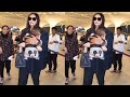  omg  sonam kapoor with baby vayu first time at airport after baby delivery