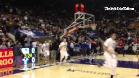 BYU players run out for Gonzaga game.