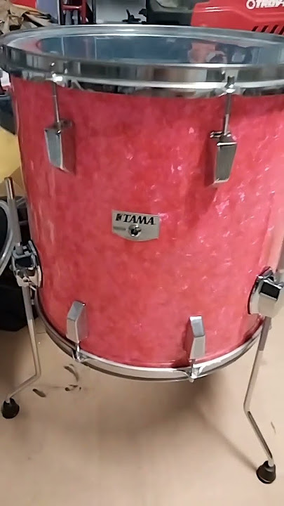 Tama Rockstar RS floor tom rewrapped in 80s Neon Pink Vintage Pearl wrap