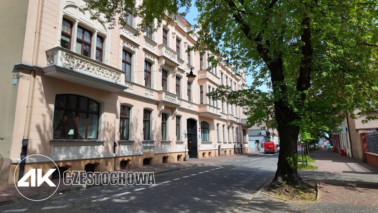 Częstochowa, Poland 4K Walking Tour, Sunny day lonely Walk