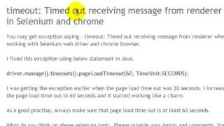 timed out receiving message from renderer in selenium
