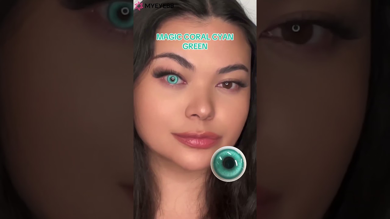 MYEYEBB Magic Coral Cyan Green Prescription Colored Contact Lenses