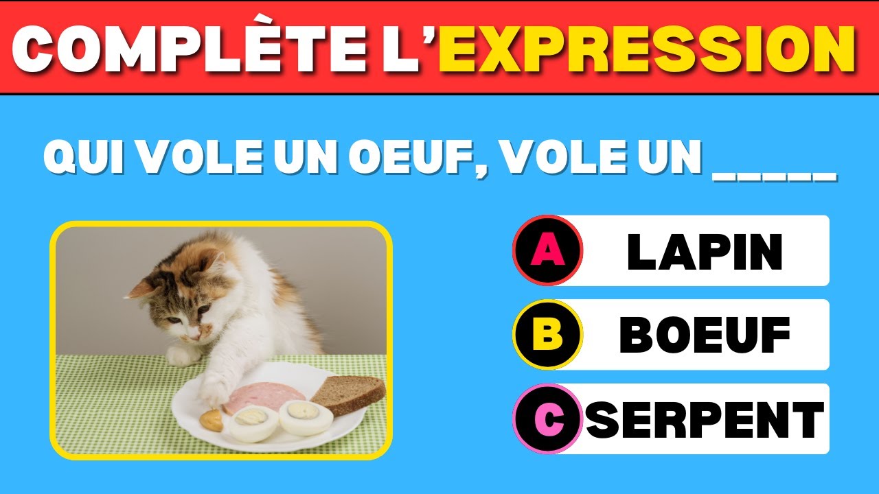 Quiz : Complète les EXPRESSIONS Françaises ! 🧠 40 Questions🤔 5 Secondes pour Répondre⏱️| 123Quizzone